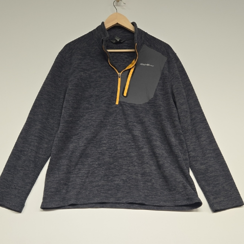 Eddie Bauer Men's Charcoal and Yellow Quarter-Zip Jacket